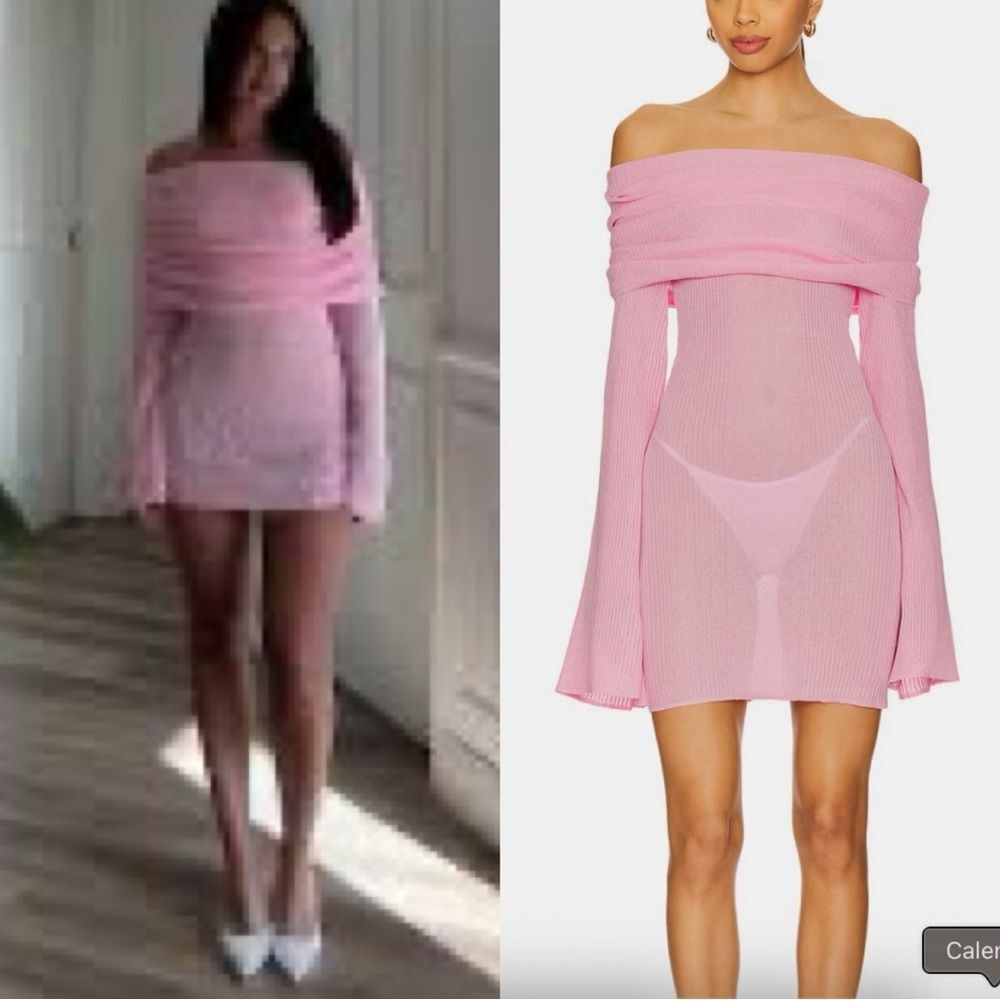 NEW SER.O.YA Mini Dress Pink Knit Galli Off Shoulder Long Sleeve size M - Picture 2 of 10